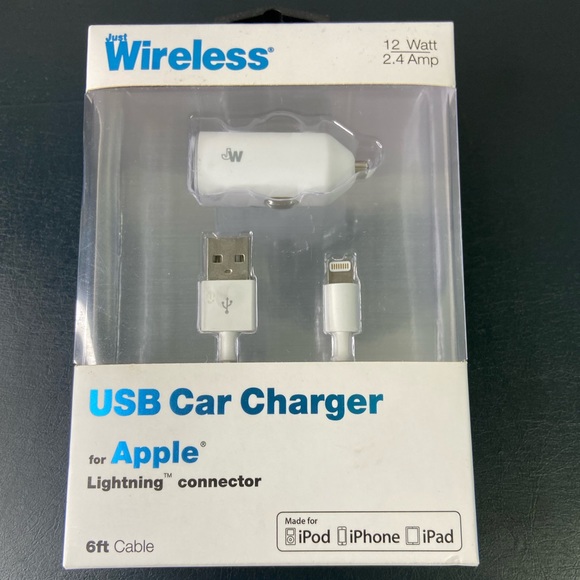 Just Wireless 6ft USB Car Charger For Apple Lightening Connector - Picture 1 of 3